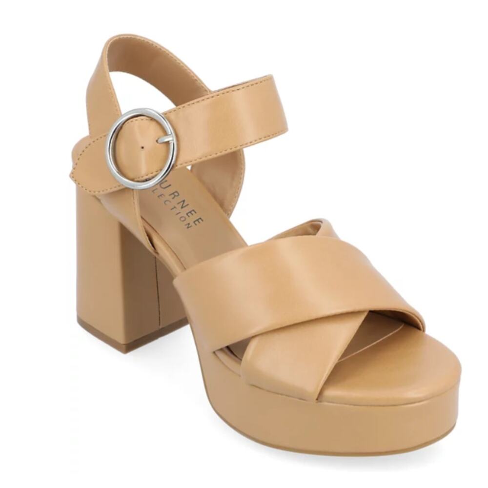 JOURNEE COLLECTION WOMEN'S AKEELY PLATFORM SANDALS TAN RETRO BOHO 9.5M - Picture 2 of 12